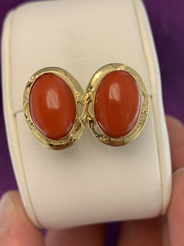 orecchini earrings CORALLO rosso mediterraneo CORAL solid gold ORO 18 KT-750°/ - Imagen 6 de 12