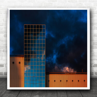 Himmelblau Grafik Raster Architektur Industrie Industrie Orange Quadrat Kunstdruck