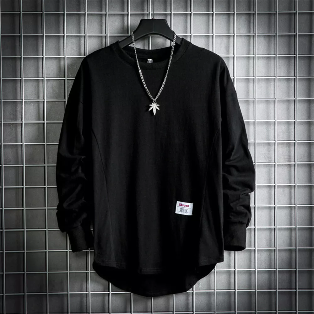 Men's Casual Baggy Long Sleeve Shirt Sports Round Neck Fashion T