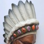 MCM Native American Chief Head Wall Pocket Vase Planter Kitsch Japan Pottery Set — photo 9