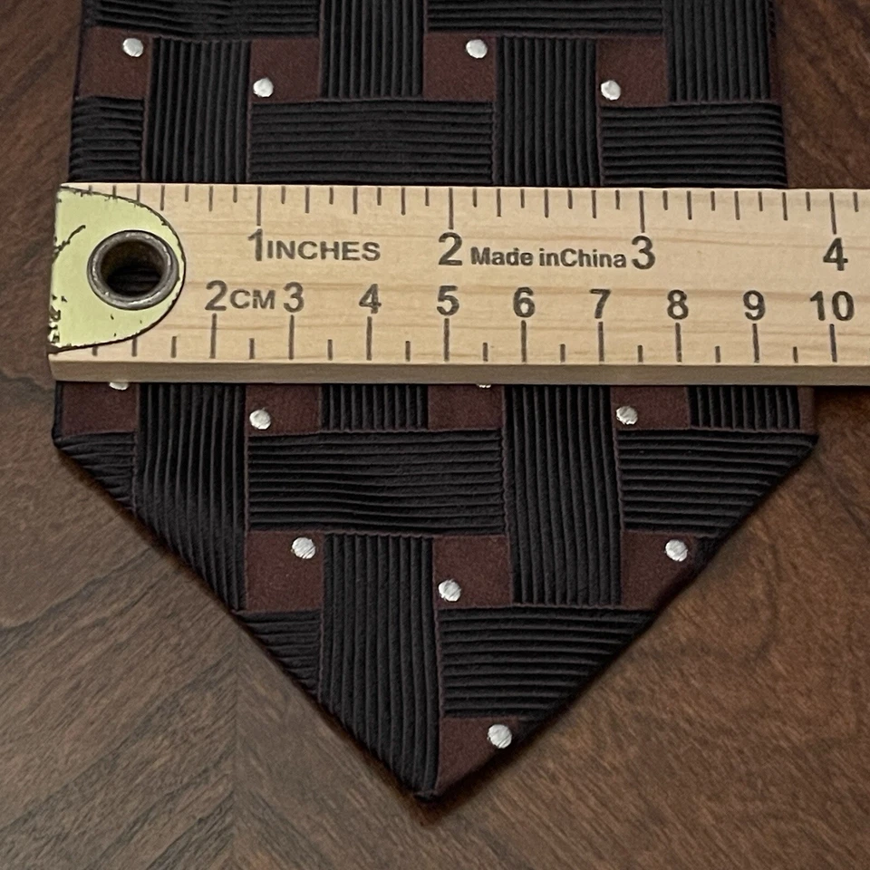 Corbata de cuello vintage Renato Balestra negra marrón 100 % seda para hombre hecha en Italia Foto 4 de 4