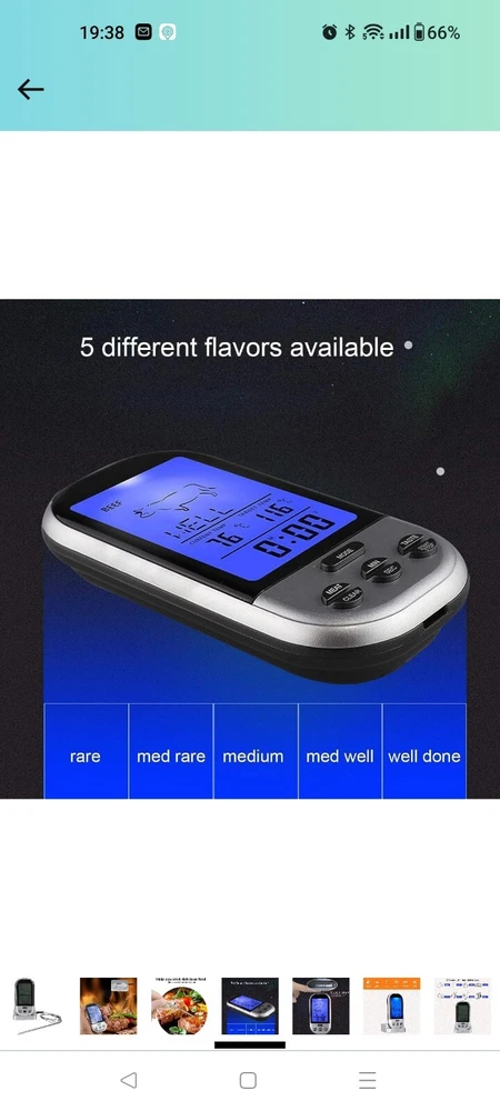 Meat Thermometer Wireless Electronic Digital Food Meat Thermometer LCD Large...
