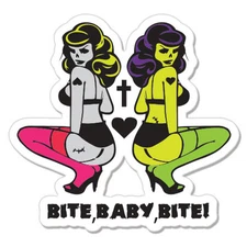 Adult Funny Baby Bite car bumper sticker decal 4" x 4"