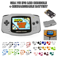 Nintendo Game Boy Advance GBA V5 IPS LCD SNES GRAY USB-C Rechargeable Battery
