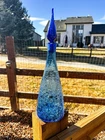 Blenko Crackle Glass Turquoise Blue 920M Decanter 17” W/stopper