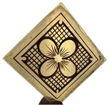 S37 Antique Vtg 3.25” Square Four Leaf Clover Amber Yellow Stained Glass Tiles