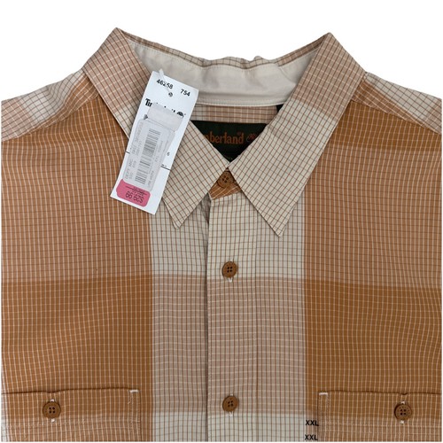 TIMBERLAND Long Sleeve Shirt Men’s XXL Orange Checked Regular Fit NEW NWT - Picture 1 of 11