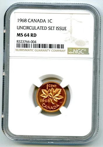 1968 CANADA CENT NGC MS64 RD COPPER PENNY UNCIRCULATED SET ISSUE