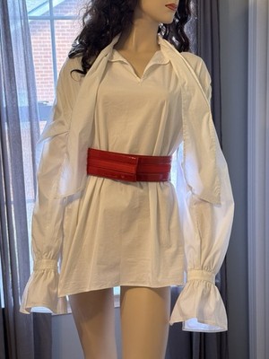 Iris & Ink White Cotton Tunic Blouse Made in Italy UK 10 / US 8-10