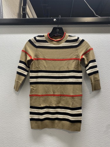 Burberry Little Girl's Icon Stripe Sweater Dress Size 6 Beige Multicolor