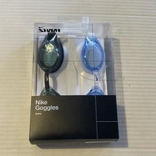 New in Box - 2 pair of Nike Swim Goggles - Blue and Black - Adult Size