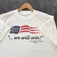 Vintage 9/11 Commemorative T-Shirt We Will Win George Bush 2001 Pro-Ad Sports L