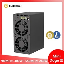 Goldshell Mini Doge Ⅲ Miner LTC Doge Coin Dual Modes 700M or 550M without PSU