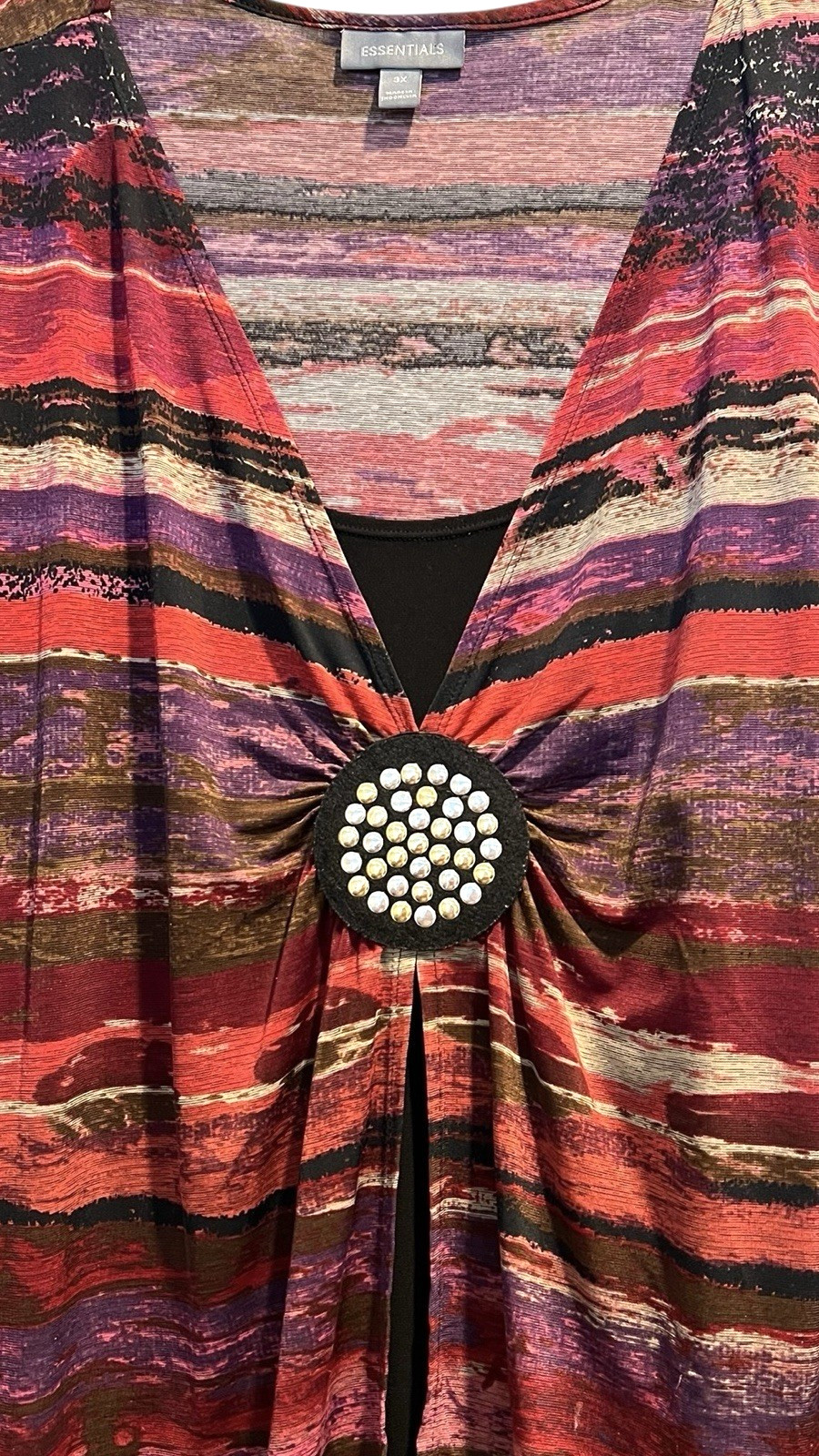 Essentials Two Fer Top Size 3X Multi Striped Embe… - image 4