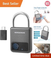 Fingerprint Padlock - USB Rechargeable Smart Lock for Enhanced Security in Gray