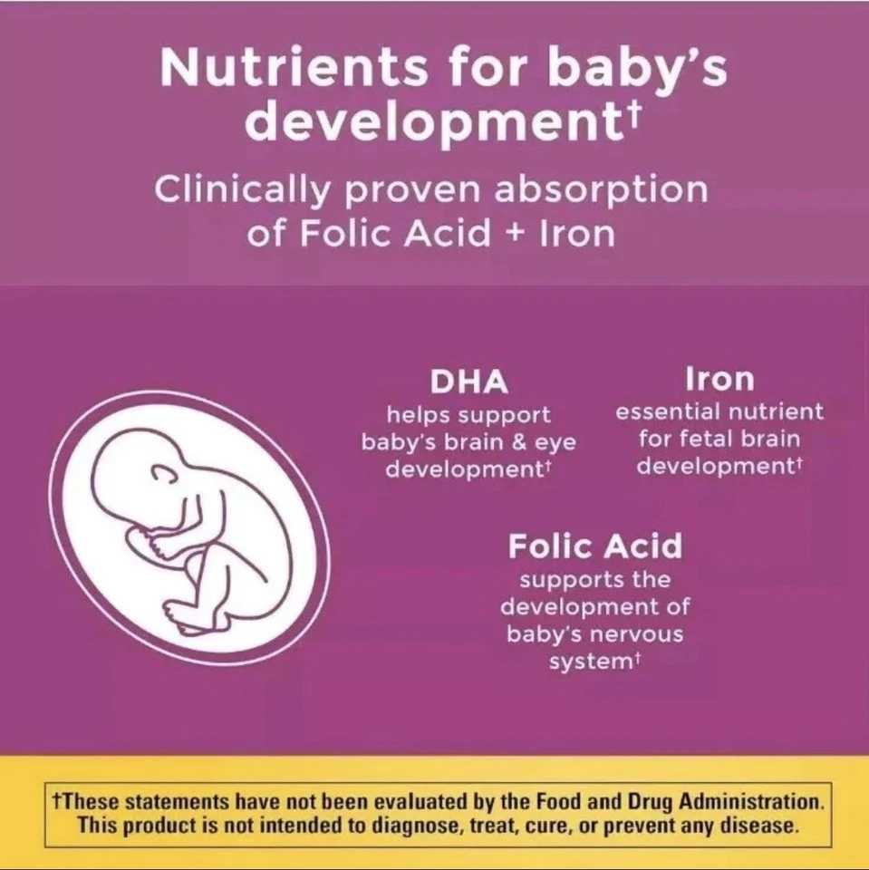 🔥✅ Nature Made Prenatal Folic Acid Multi + DHA • 90 Day Supply • Exp. 2026+ - Image 3 of 4