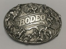1988 Rodeo Pewter Belt Buckle - Siskiyou Buckle Williams, Oregon - Made in USA