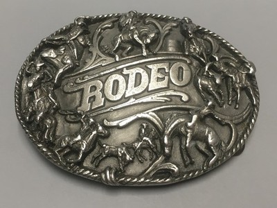 1988 Rodeo Pewter Belt Buckle - Siskiyou Buckle Williams, Oregon - Made in USA