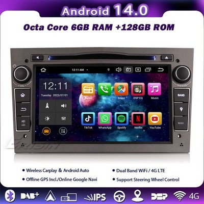 6+128GB Android 14 Autoradio Carplay  Opel Corsa D Astra H Zafira B Vectra Combo