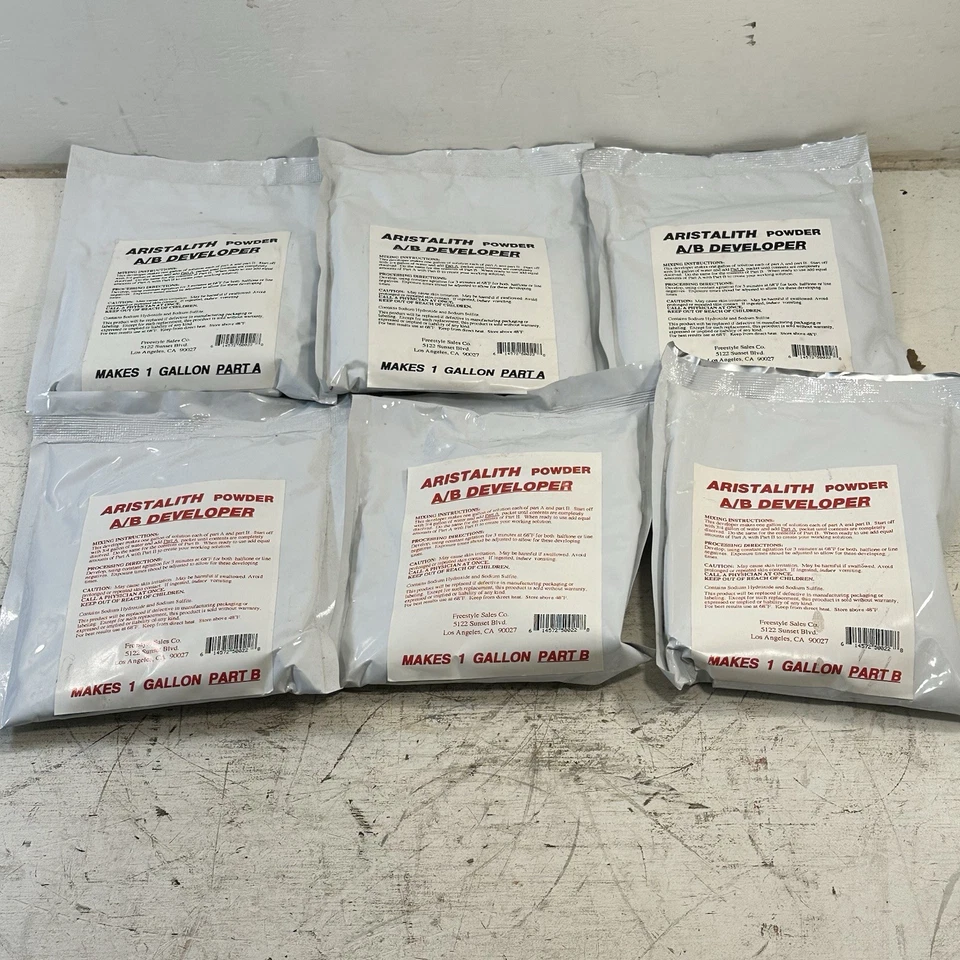 Lote de 6 desarrolladores fotográficos de película A/B Aristalith en polvo 3A y 3B Foto 4 de 4