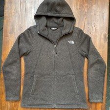 The North Face Women's MEDIUM Full Zip Fleece Hoodie Sweatshirt Gray Pockets