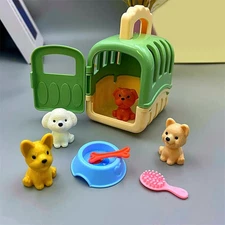 Pet Care Cage Play Set - 8pcs Dog Cage Pretend Role Play Dog Grooming Toys Puppy