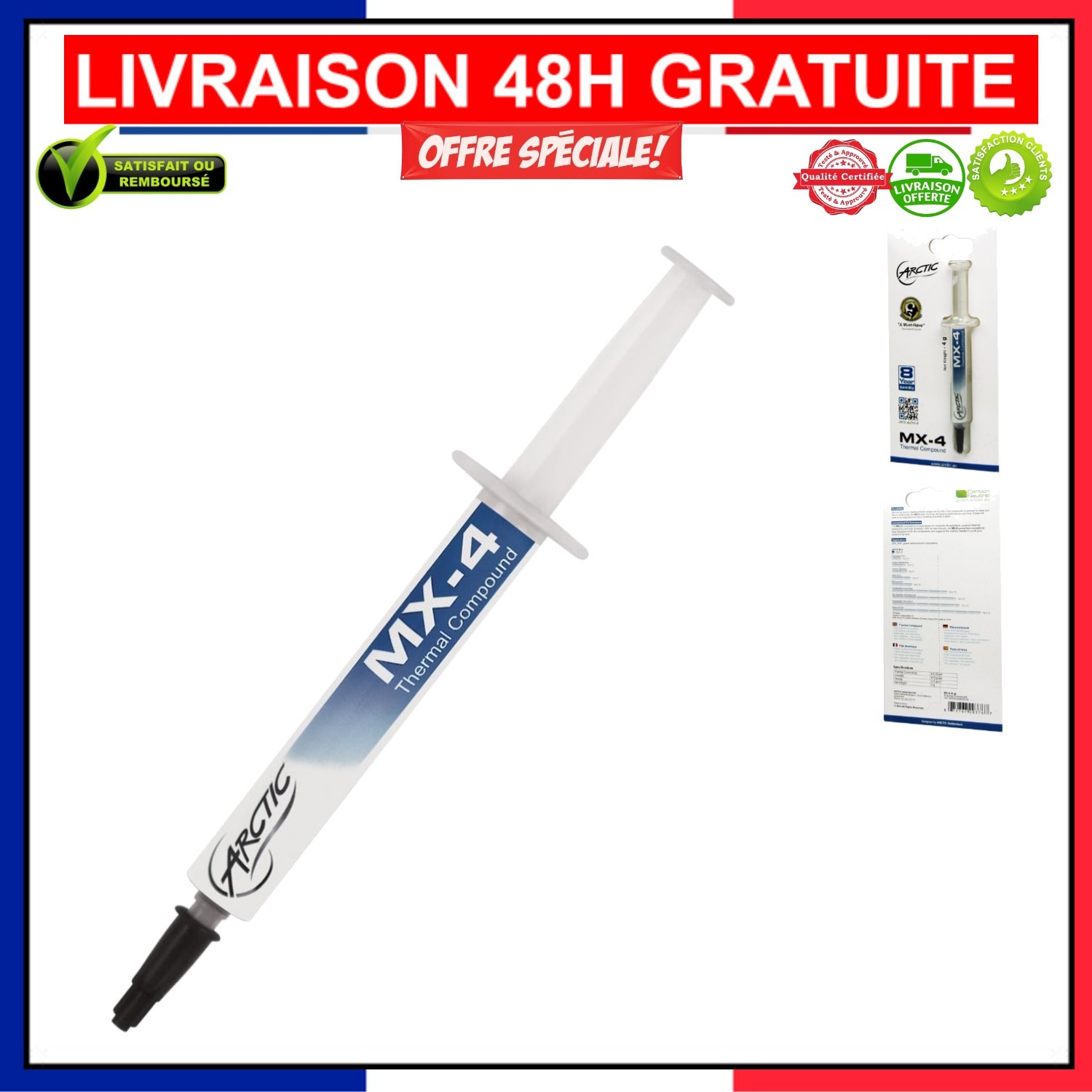 Pâte thermoconductrice ARCTIC MX-4 de 4g pour processeur