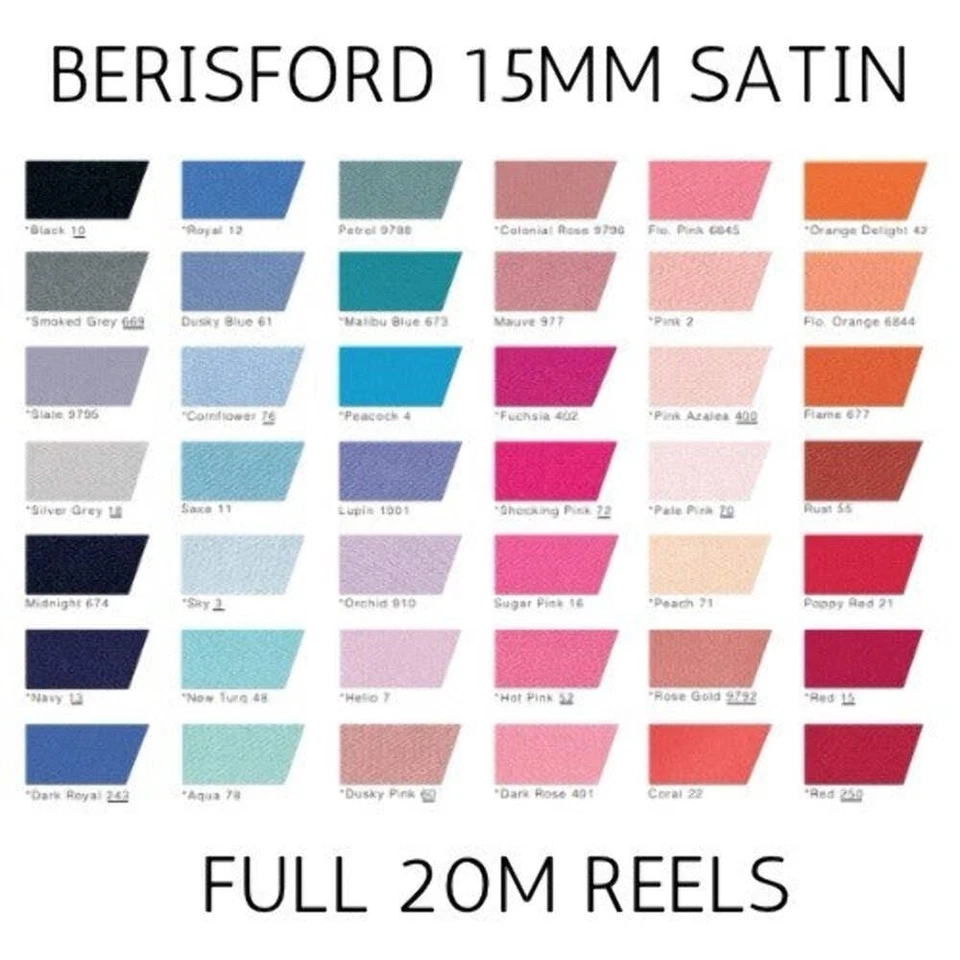 Berisfords Double Satin Ribbon 15mm full 20m Reels