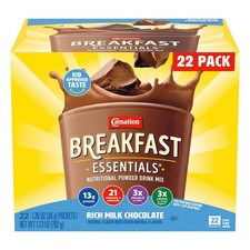 Carnation Instant Breakfast Powder Drink Mix, Rich Milk Chocolate, Box of 22..
