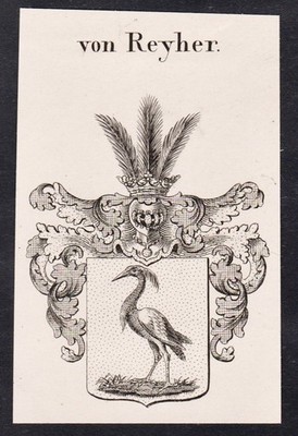 Reyher Wappen coat of arms Heraldik Kupferstich Genealogie 1820