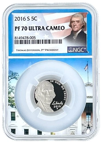 2016 S Jefferson Nickel NGC PF70 Ultra Cameo - White House Core Jefferson Labe1