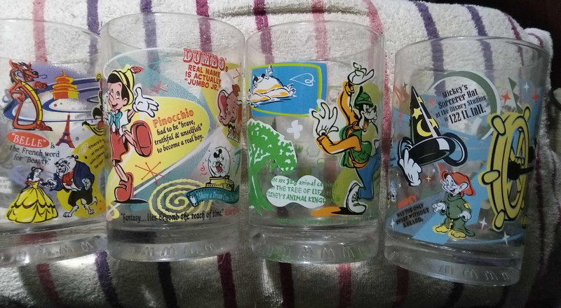Walt Disney McDonalds 2002 100 Years of Magic Glasses Tumblers Set of 4 Vintage