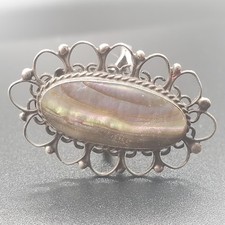 VINTAGE 925 STERLING SILVER ABALONE PAUA SHELL LACE RING SIZE 6.25 J1