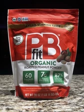 PBfit Organic Peanut Powder 30 oz 1.87lb | 7g Protein | 87% Less Fat | Non-GMO