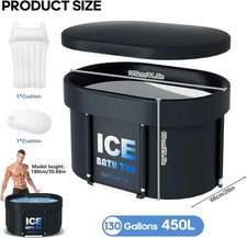 Ice Bath Tub with Lid for Athletes, 450L Portable Oval