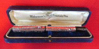 Penna Waterman Sterling con motivo a vite incisa a mano... Restaurata