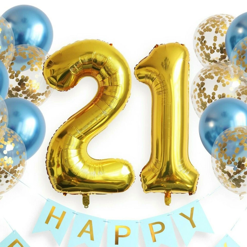 XXL Geburtstags-Luftballon Set Zahl 1-100 Gold Folienballons Latex Konfetti Deko - Bild 4 von 4