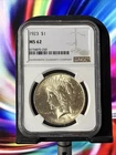 1923 P MS 62 Liberty Peace Silver Dollar NGC Certified Graded Authentic