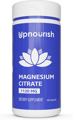 Upnourish Pure Magnesium Citrate (Citrato De Magnesio) 1120Mg, 240 Capsules - Hi