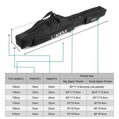 Lixada Portable Fishing Bag Folding Fishing Rod Reel Bag Fishing Pole Gear U2C2 - Picture 5 of 14