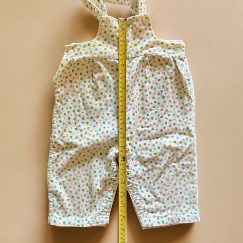 VTG 1980s Healthtex Corduroy Overalls Baby 18 Months Beige Flower Print Snaps - Picture 11 of 14
