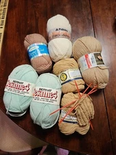 7 Skeins 100% Wool Worsted Yarns.assorted C.olors