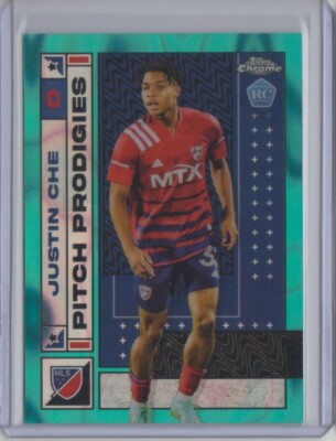 2022 Topps Chrome MLS Aqua Lava Refractor #166 Justin Che 117/299 PP RC Flat S/H