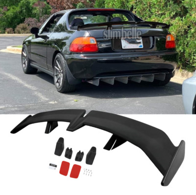 55'' Black Rear Trunk Spoiler Wing Drill-free PRO Style For Honda Civi Del Sol