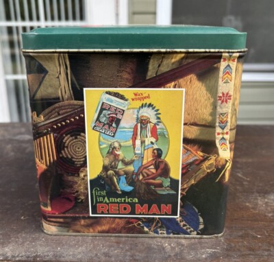 men's tobacco tins Vintage Red Man Chewing Tobacco Tin Canister 1990 Limited Edition Stash Box