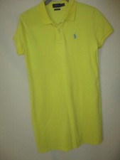 Ladies Polo Ralph Lauren Mesh Mini Yellow Shift Polo Dress Size S
