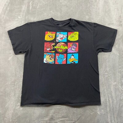 Space Jam Movie Shirt Men's Extra Large Black Toon Squad Retro Basketball Y2k
