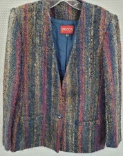 Vintage Sasson Boucle Wool Mohair Womans Multicolro Blazer Size 11/12