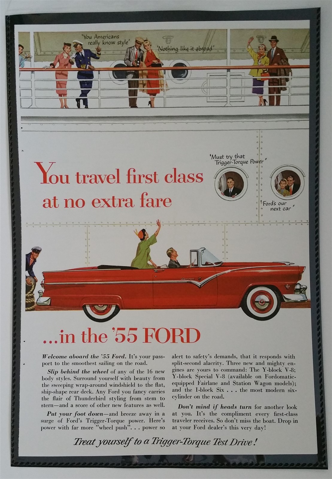 Vintage 1955 Ford V-8 -  Full Page AD