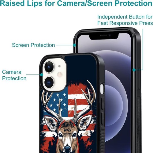 usa flag Buck deer Camo For iPhone SE XS XR Max 5 6 7 8 Plus Anti scratch Cover - Picture 24 of 25
